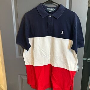 Polo by Ralph Lauren Navy, White, and Red Men's Polo Shirt